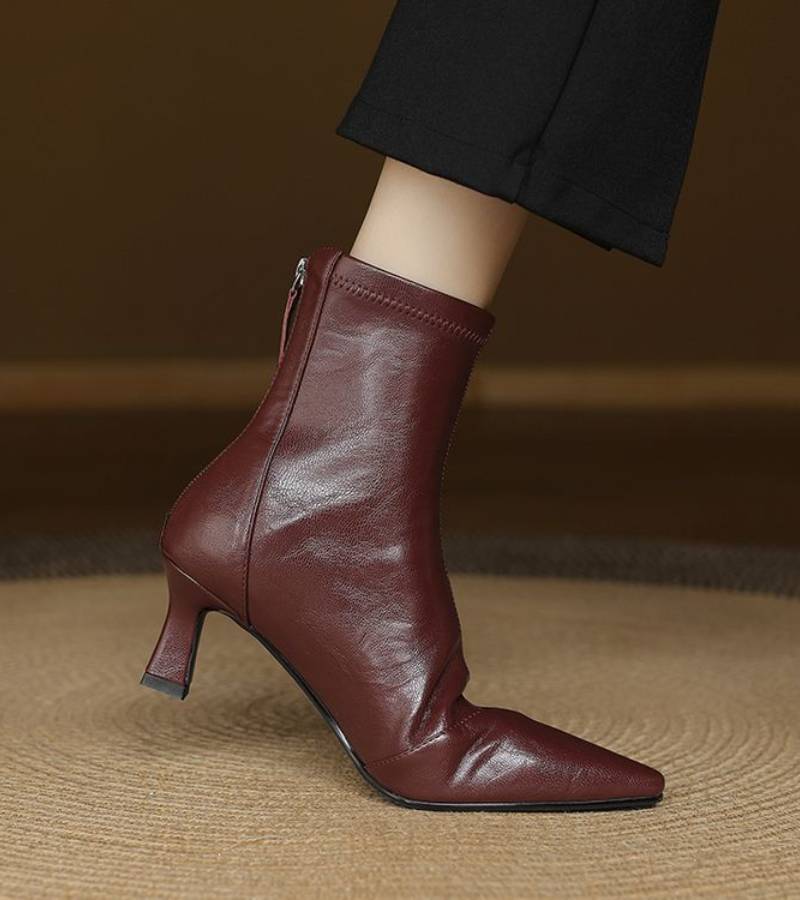 Fulvia - Minimalistische Lederstiefeletten mit mittelhohem