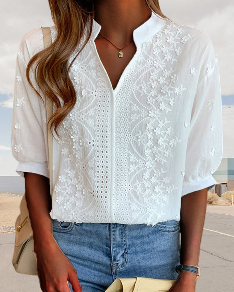 Yara - Weiße Bluse mit Puffärmeln