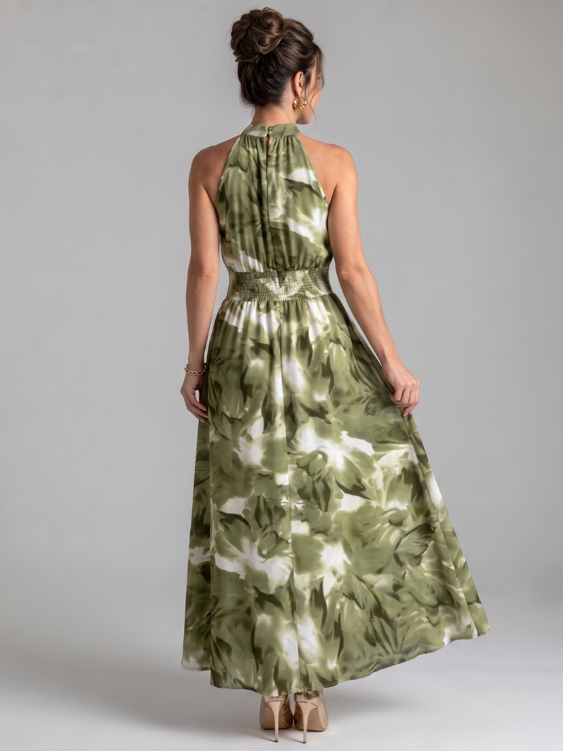Olivia - Abstraktes Midikleid mit geraffter