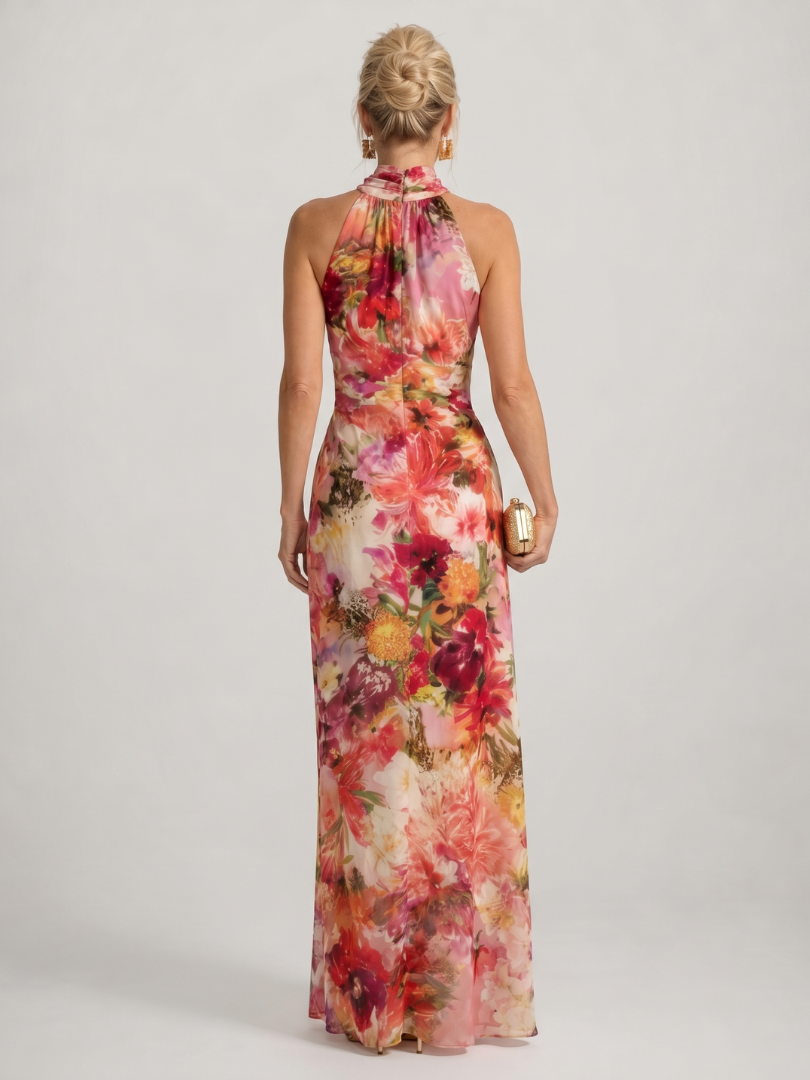 Elisabetta - Neckholder Blumendruck Maxikleid