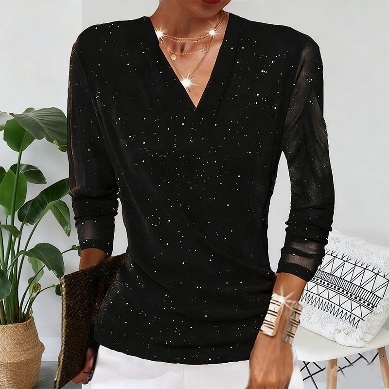Liliana - Glamouröse Mesh-Bluse mit Schimmernden