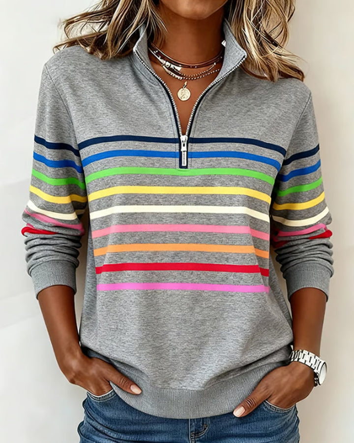Vienna - Regenbogen­gestreiftes Zip-Sweatshirt