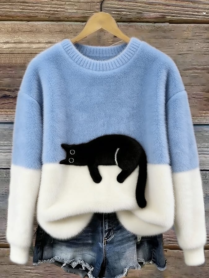 Luna - Damen-Sweatshirt mit Katzenprint