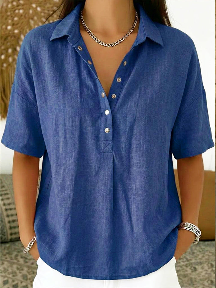 Aria - Baumwoll-Leinen Bluse mit Knöpfen
