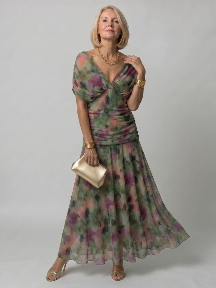 Calen - Schulterfreies fließendes Midikleid