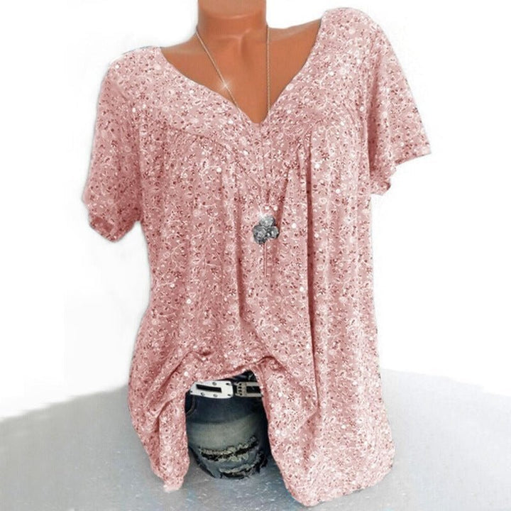 Léa - Blumen V-Ausschnitt Shirt