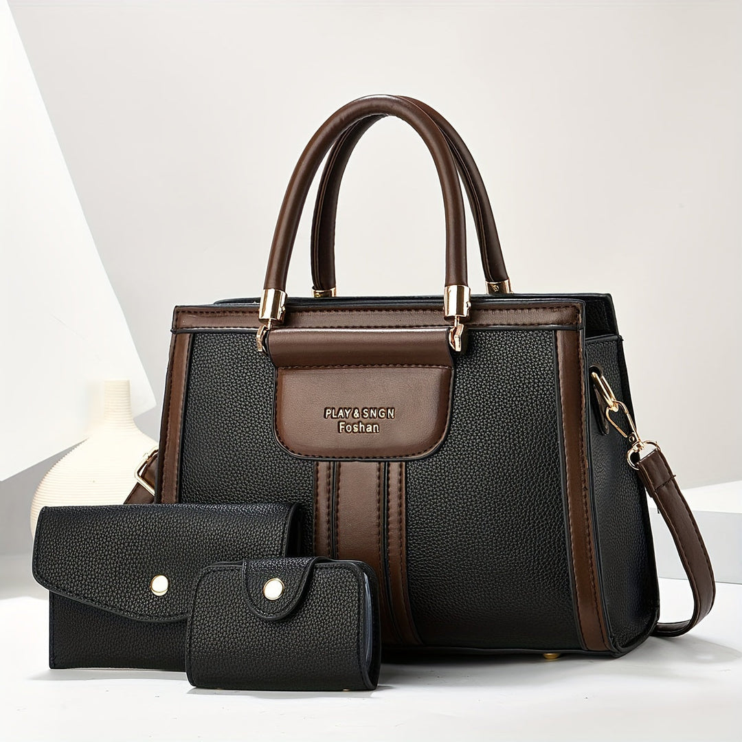 Luna - Elegantes 3-teiliges Ledertaschenset