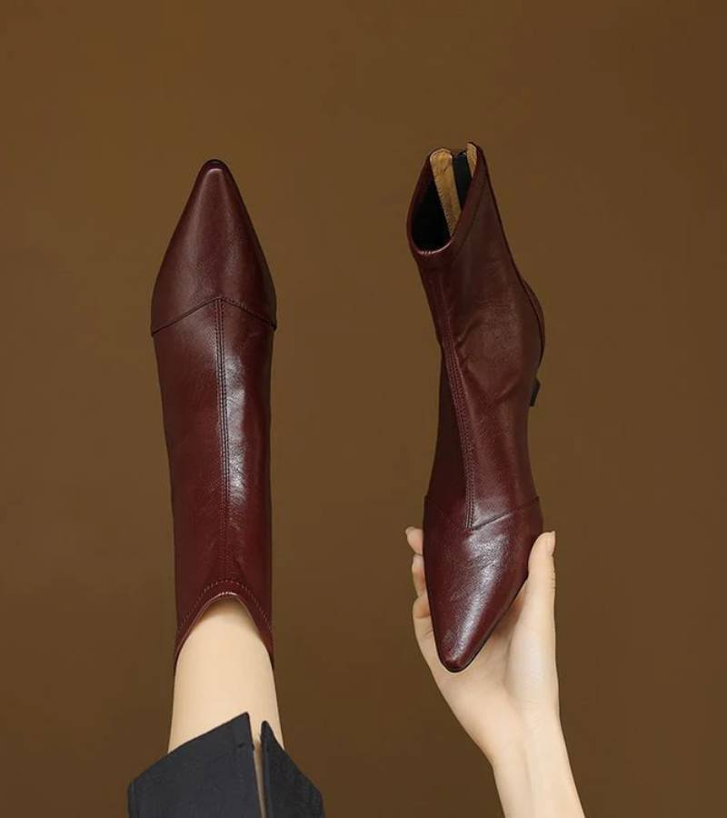 Fulvia - Minimalistische Lederstiefeletten mit mittelhohem