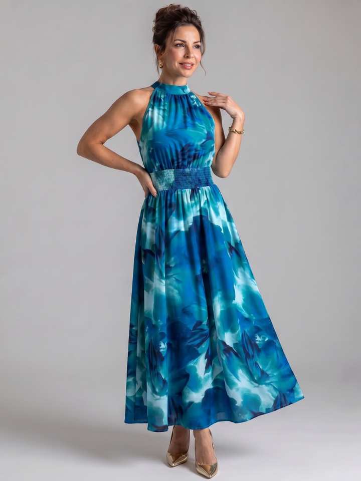 Olivia - Abstraktes Midikleid mit geraffter