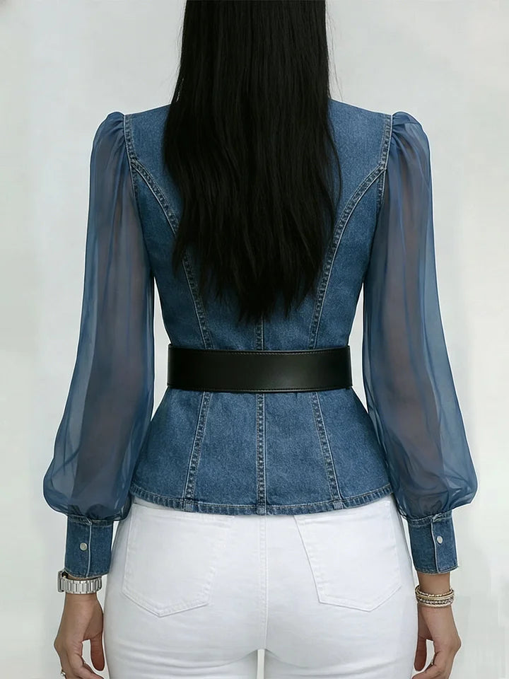 Olivera - Strukturierte Denim-Bluse