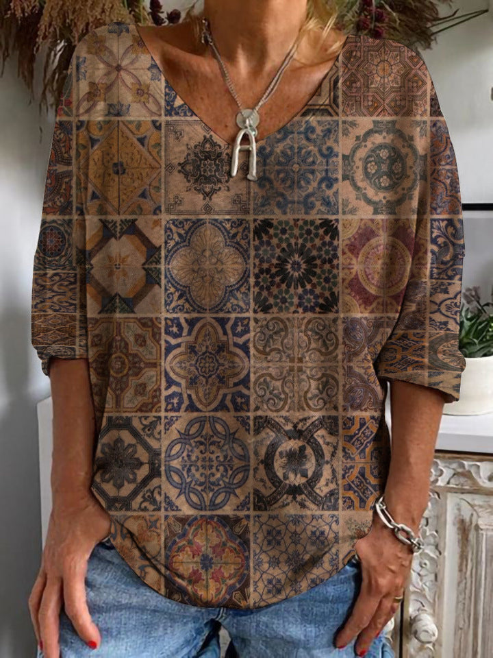Damen Plus-Size Print Tops - Elegante Muster in L–XXXL