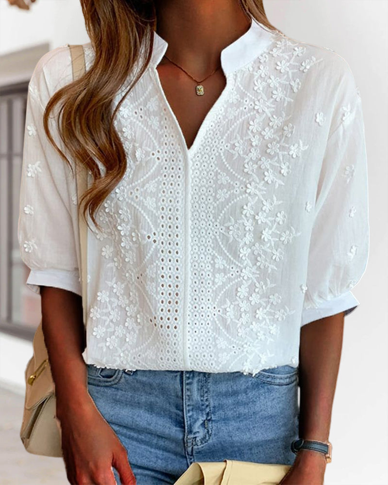 Yara - Weiße Bluse mit Puffärmeln