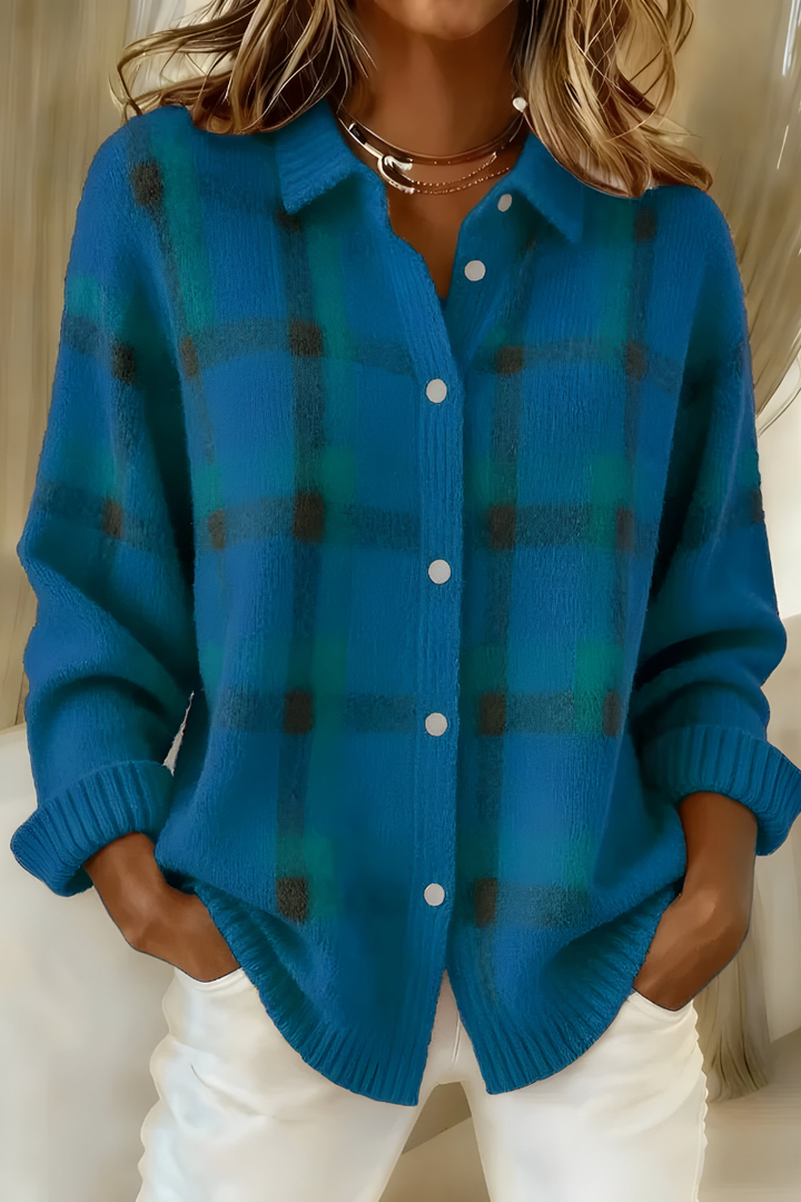 Tesa - Kariert Gestrickter Cardigan –