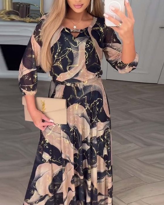 Elvera - Elegantes Maxikleid mit Marmormuster