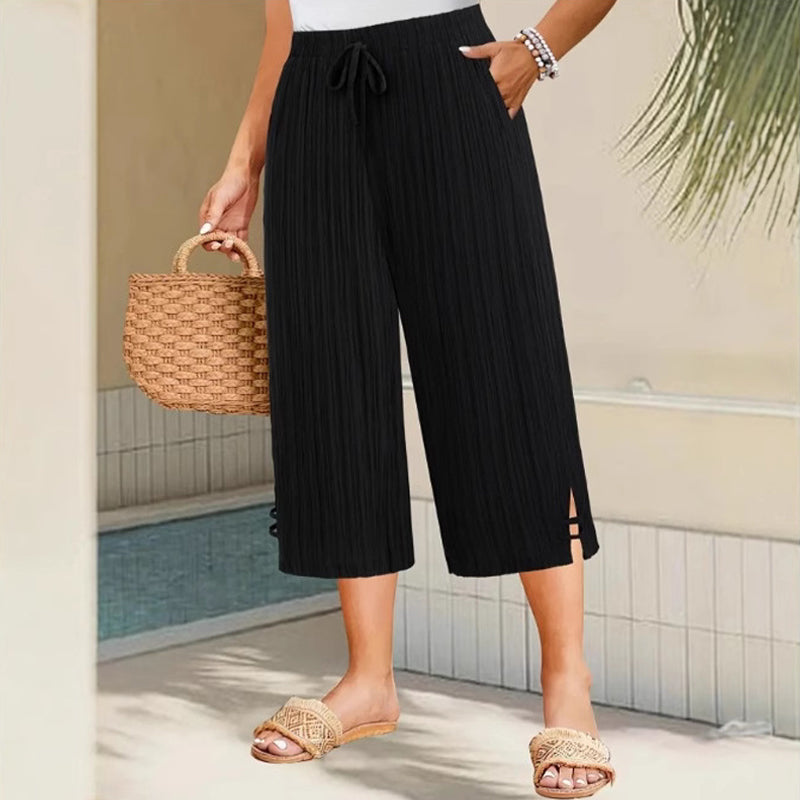 Soraya - Gerippte Caprihose mit weitem
