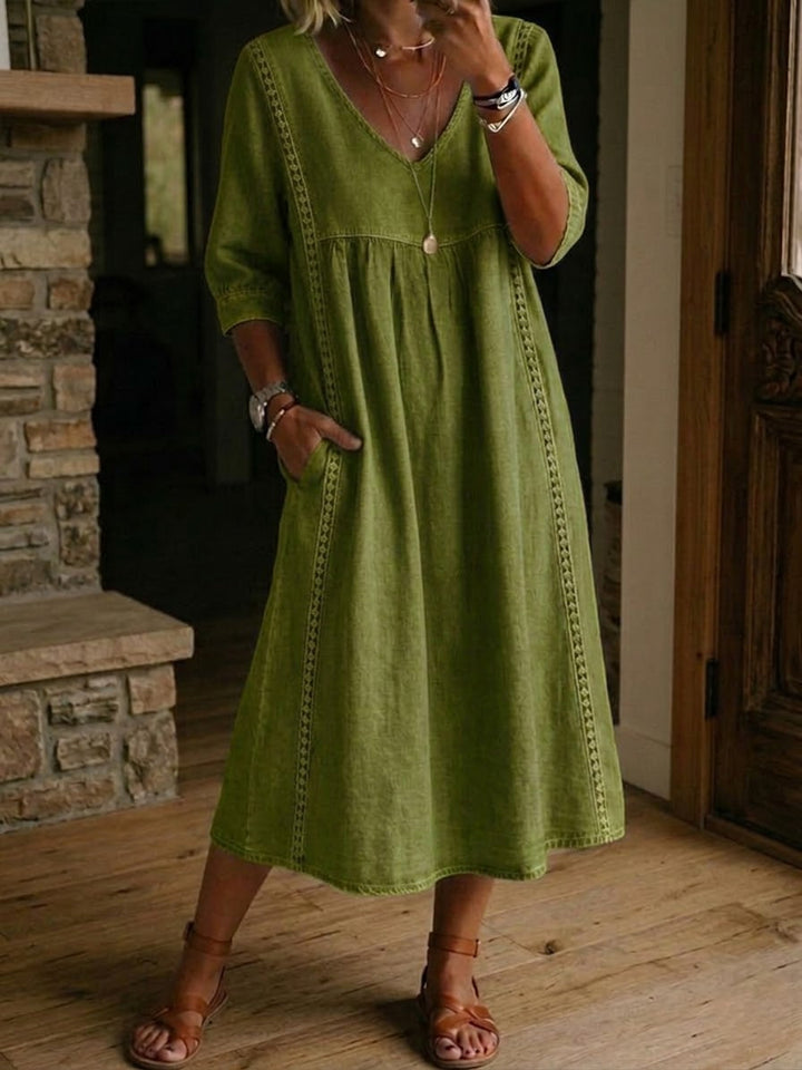 Elina - Lockeres Leinen-Baumwoll Kleid mit