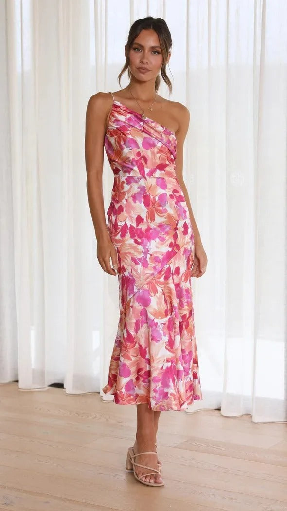 Karoline - Ein-Schulter-Blumenkleid