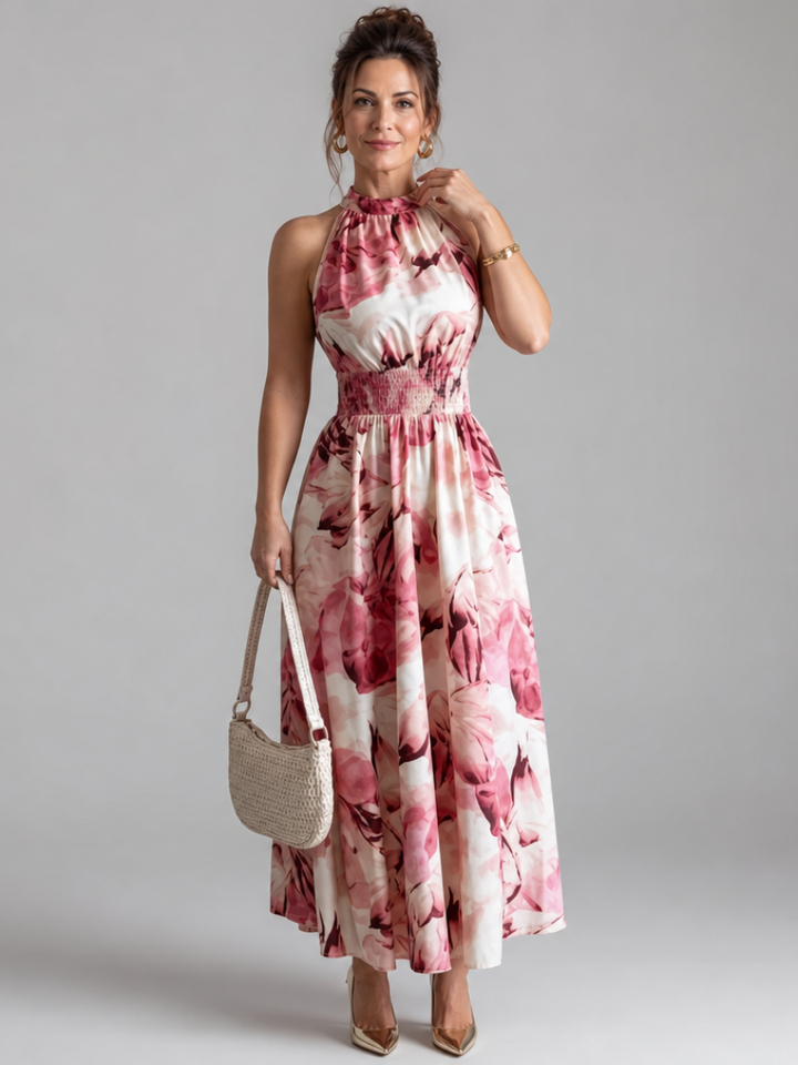 Olivia - Abstraktes Midikleid mit geraffter