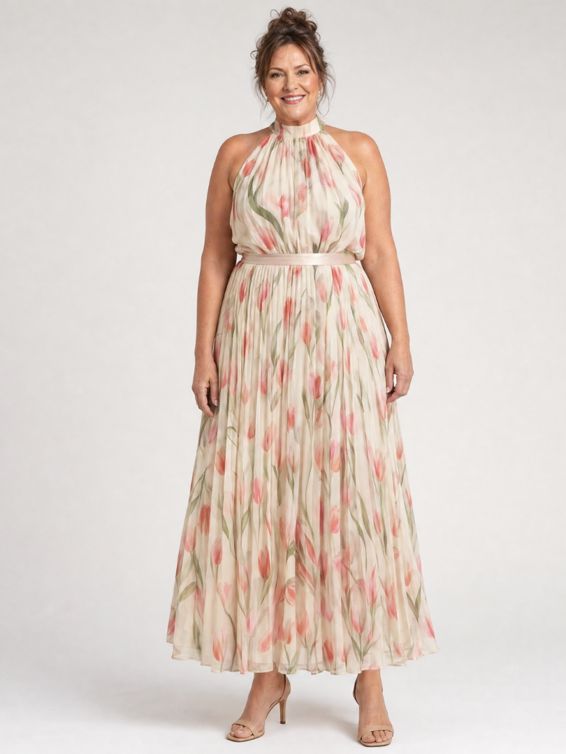 Aurelle - Neckholder Floral Midikleid