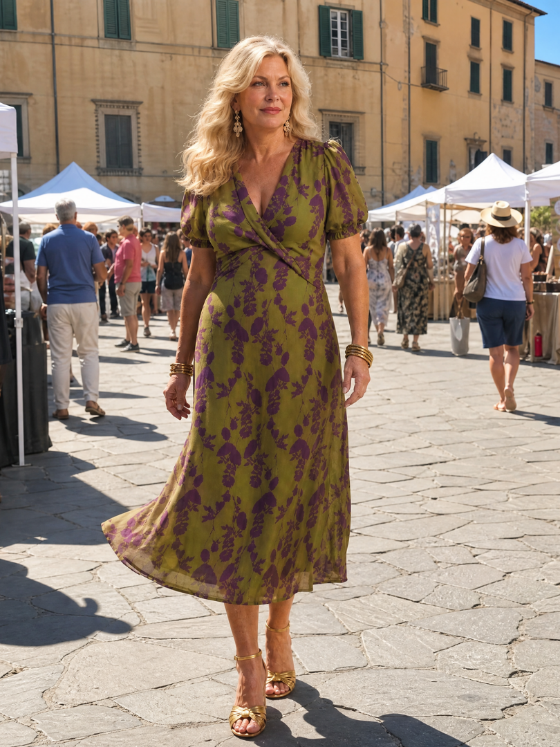 Virel - Entspanntes Midikleid mit Blumenmuster