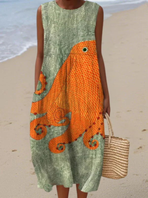 Tess Ozeanisches Midikleid