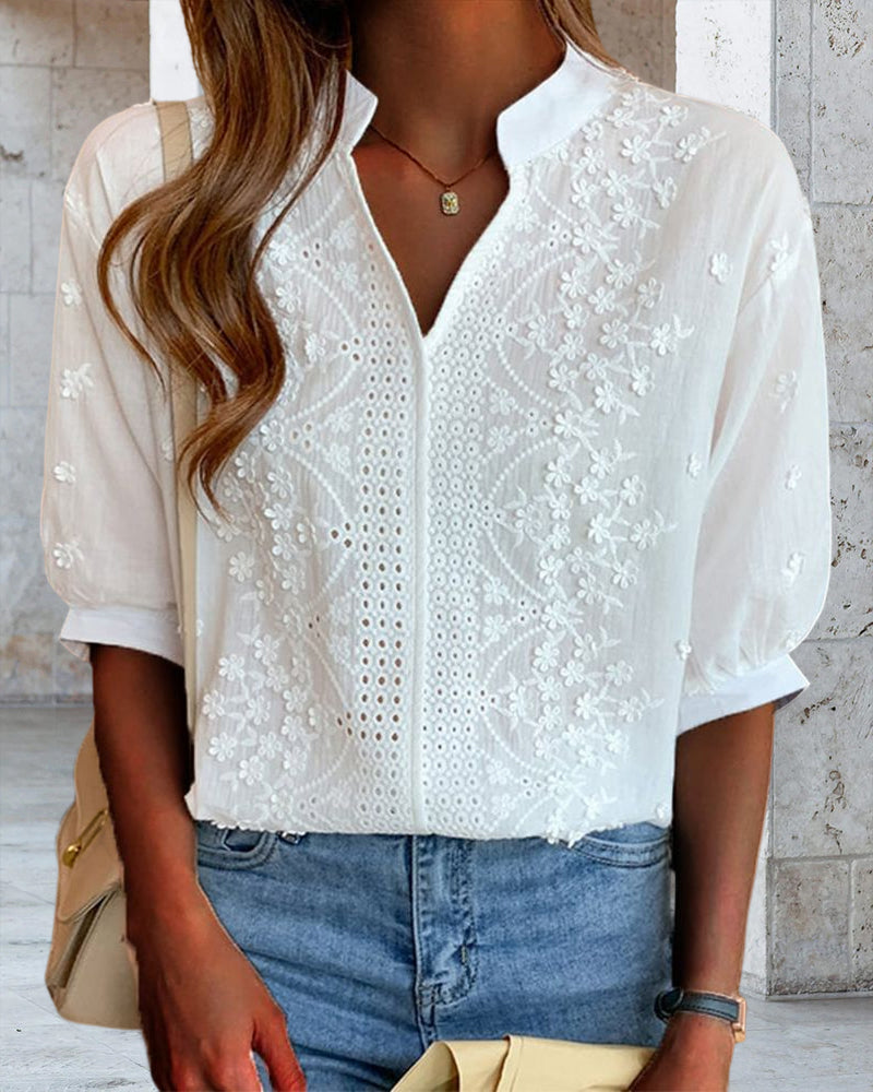 Yara - Weiße Bluse mit Puffärmeln