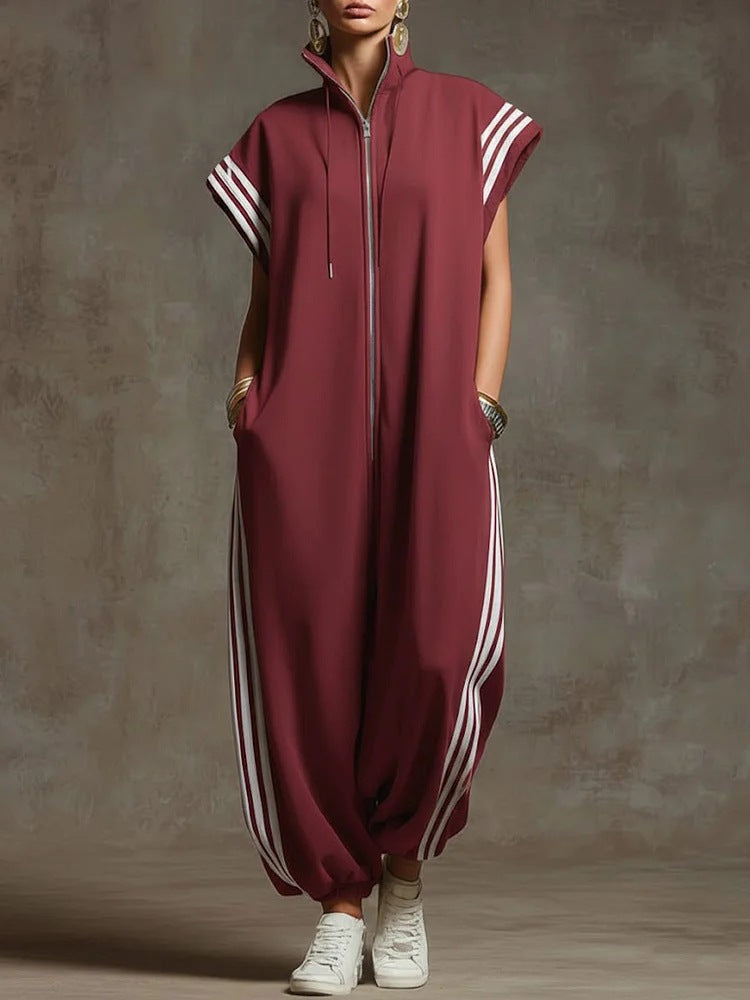 Elvara - Gestreifter Jumpsuit in Kontrastfarben