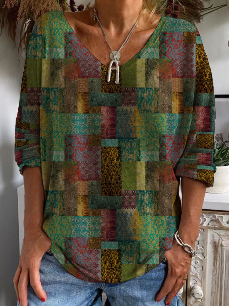 Damen Plus-Size Print Tops - Elegante Muster in L–XXXL