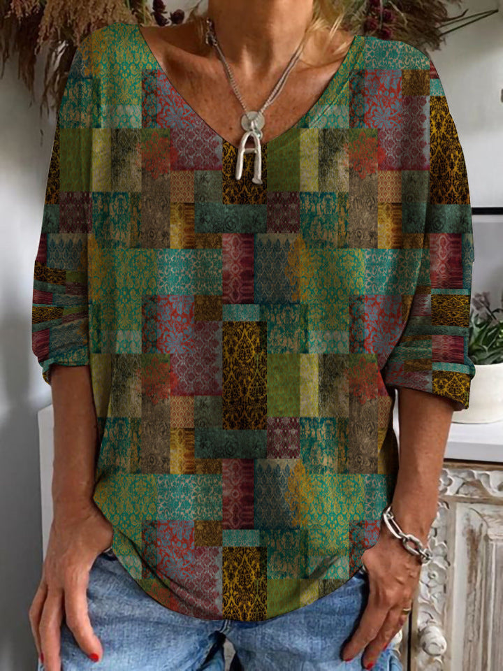 Damen Plus-Size Print Tops - Elegante Muster in L–XXXL