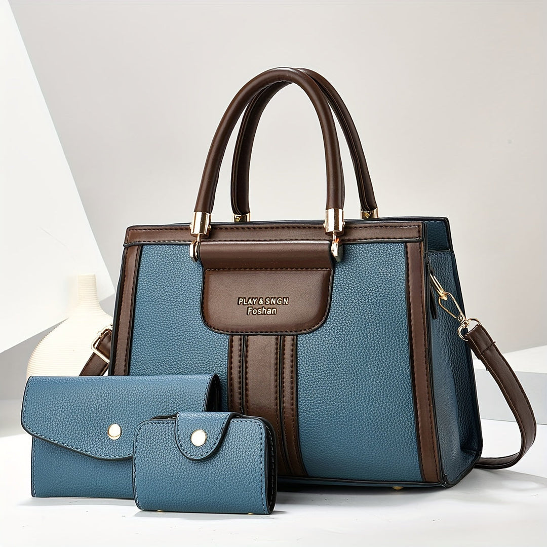 Luna - Elegantes 3-teiliges Ledertaschenset