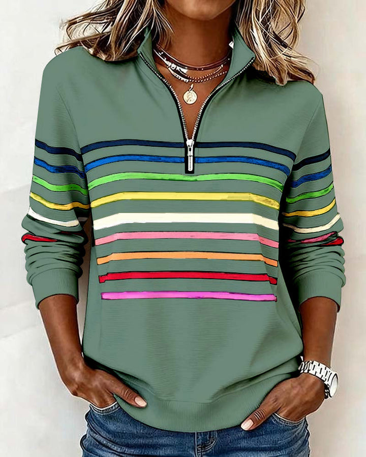 Vienna - Regenbogen­gestreiftes Zip-Sweatshirt