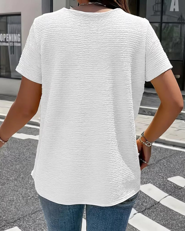 Ayla - Strukturierte Blusen-T-Shirt mit Knöpfen