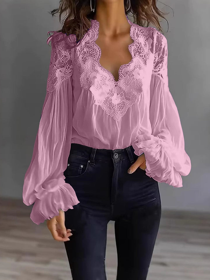 Joelle - Elegante Spitzenbluse mit Puffärmeln