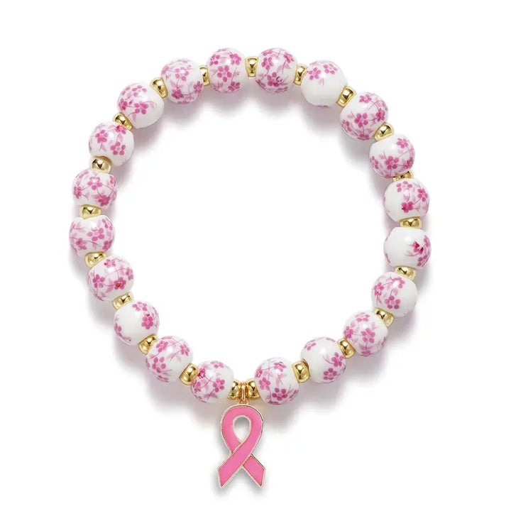 Pink Ribbon & Floral Bracelet - Unterstütze den Kampf gegen