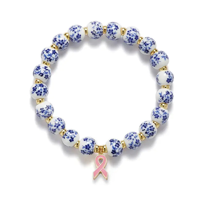 Pink Ribbon & Floral Bracelet - Unterstütze den Kampf gegen