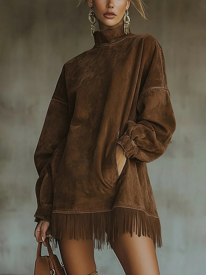 Muriel - Langärmeliges Minikleid mit Fransen
