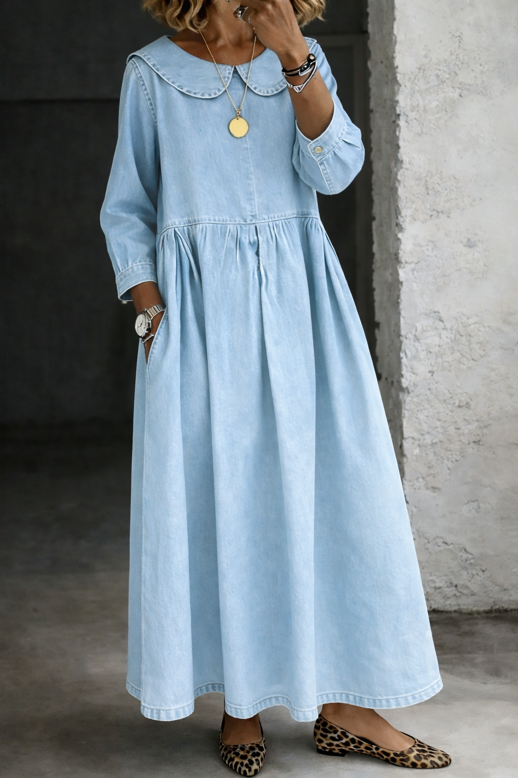 Clara - Peter Pan Kragen Denim