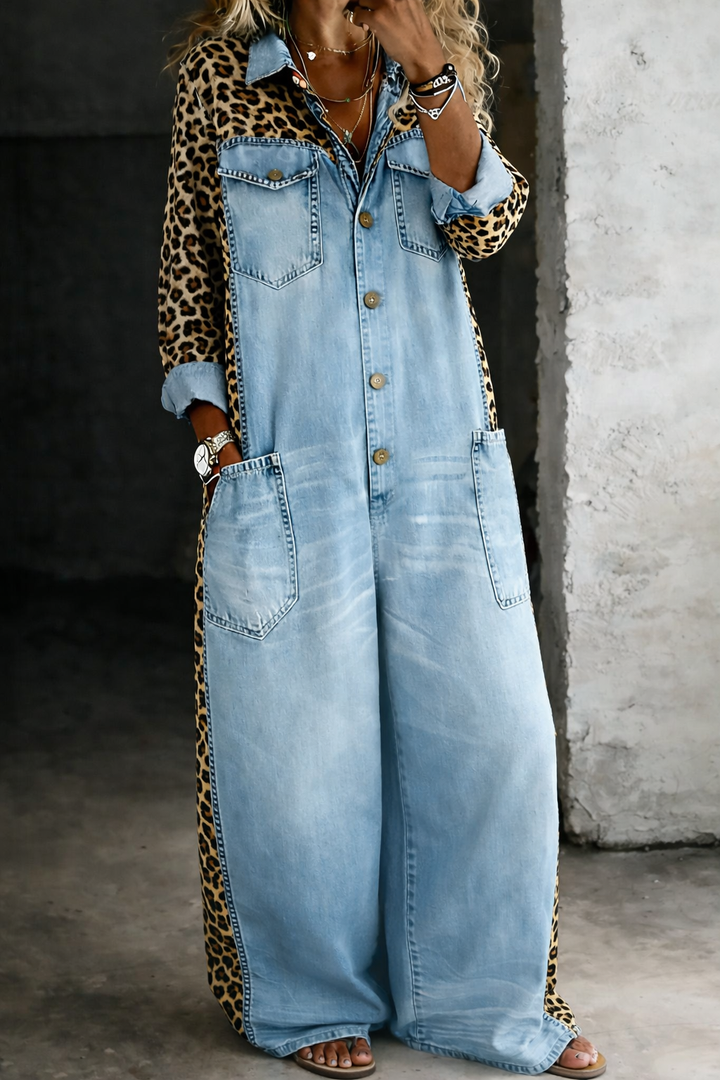 Amanda - Einteiliger Denim-Shirt-Overall