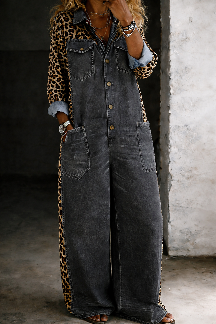 Amanda - Einteiliger Denim-Shirt-Overall