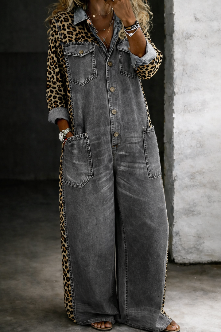 Amanda - Einteiliger Denim-Shirt-Overall