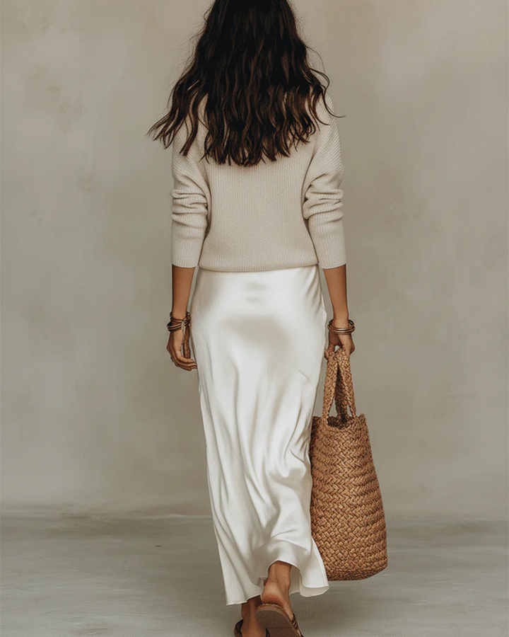 Elena - Satin-Midikleid mit passendem Pullover