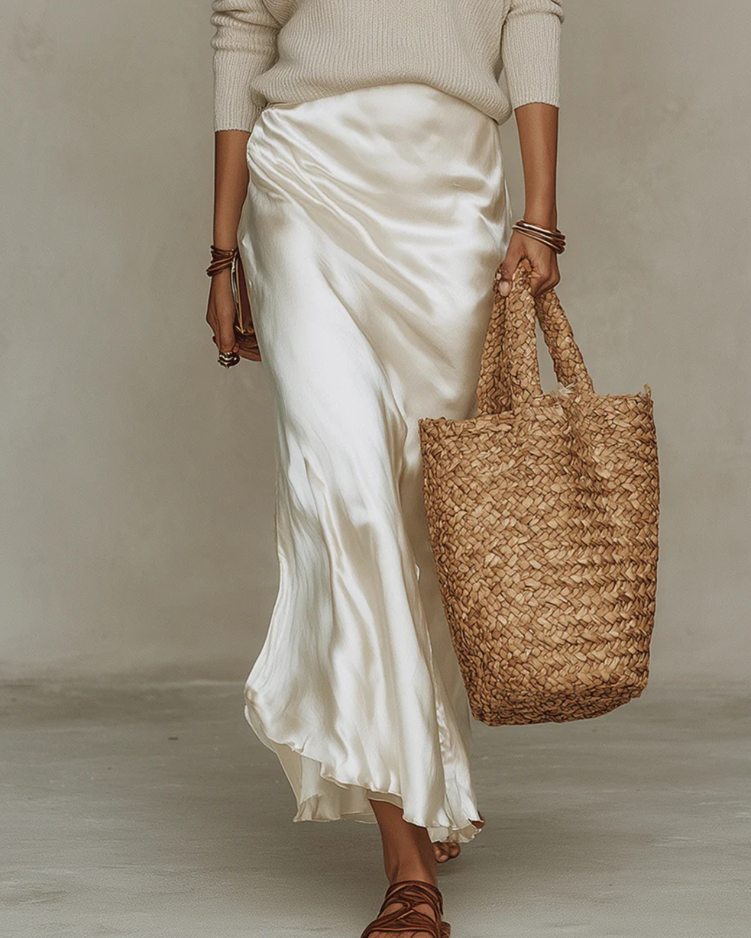 Elena - Satin-Midikleid mit passendem Pullover