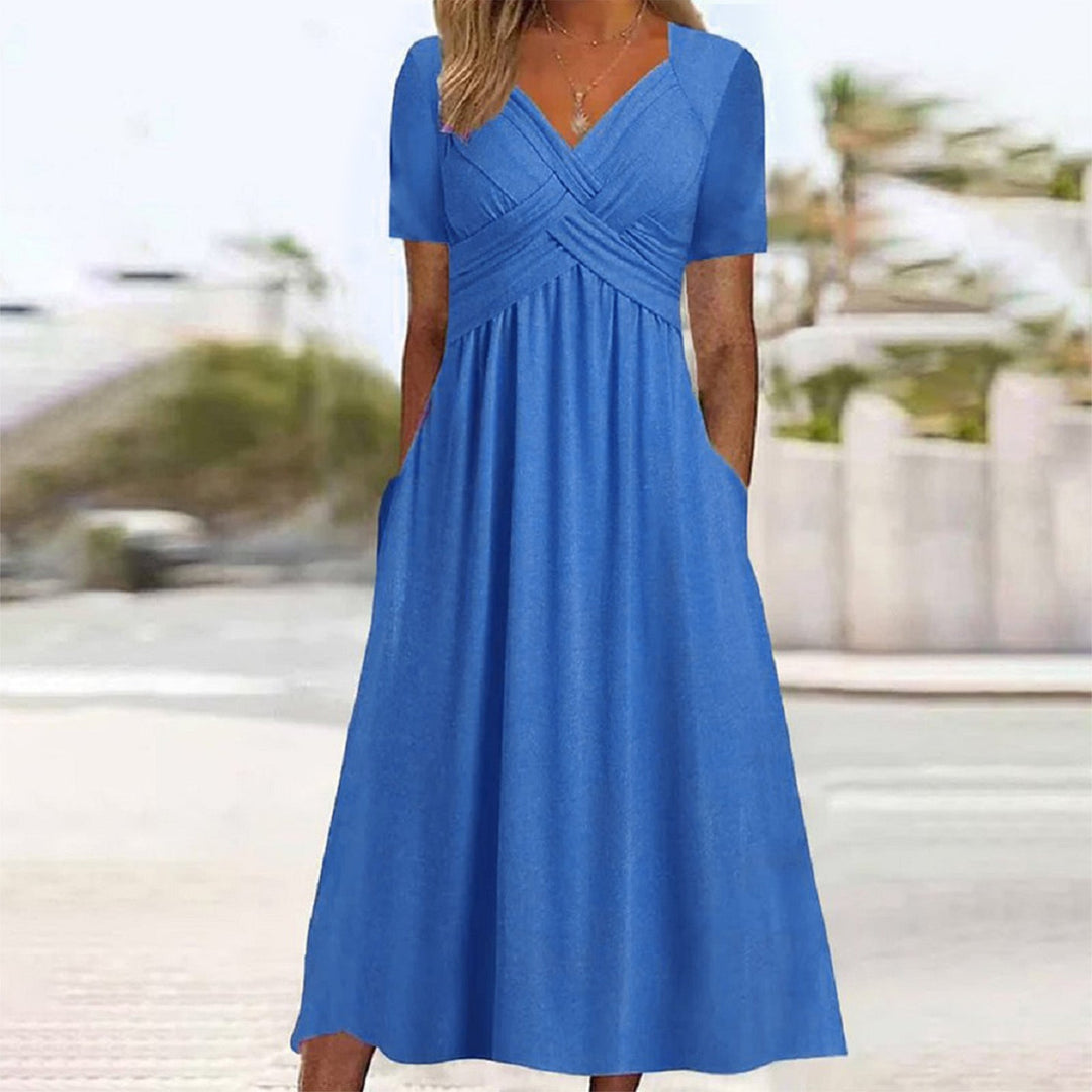 Elira - Elegantes V-Ausschnitt Kleid mit