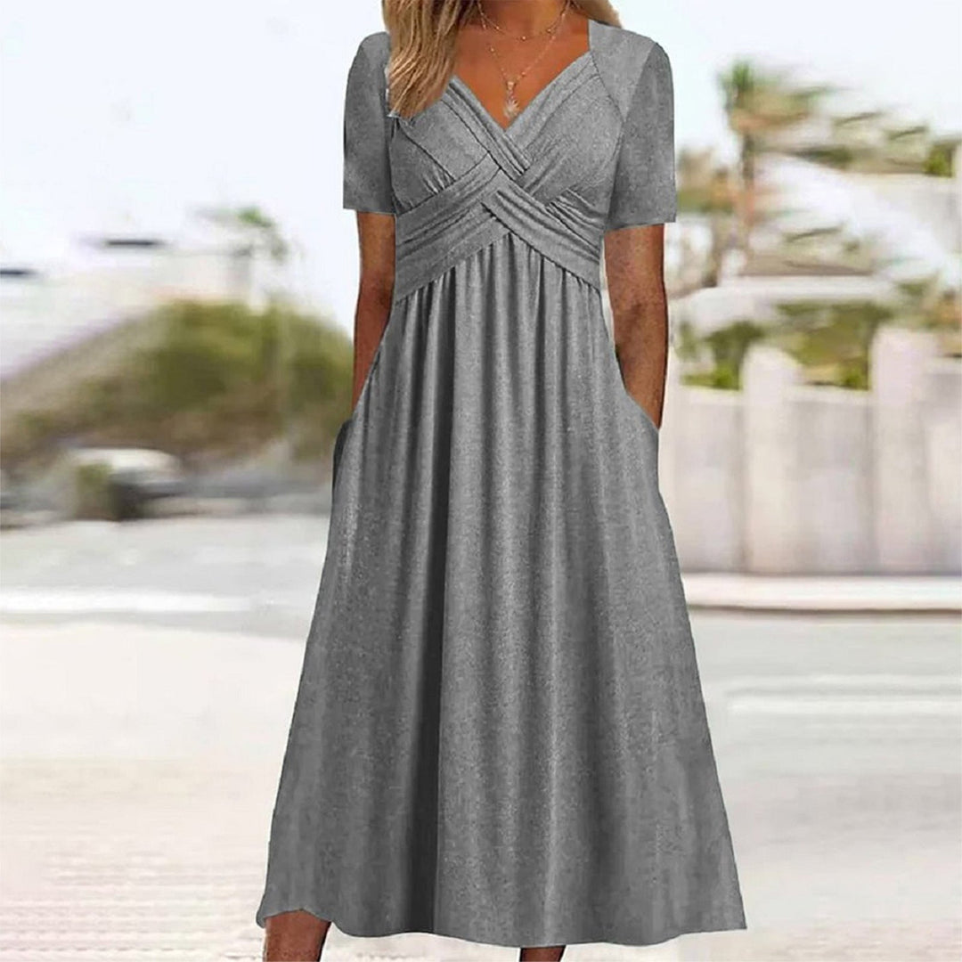 Elira - Elegantes V-Ausschnitt Kleid mit