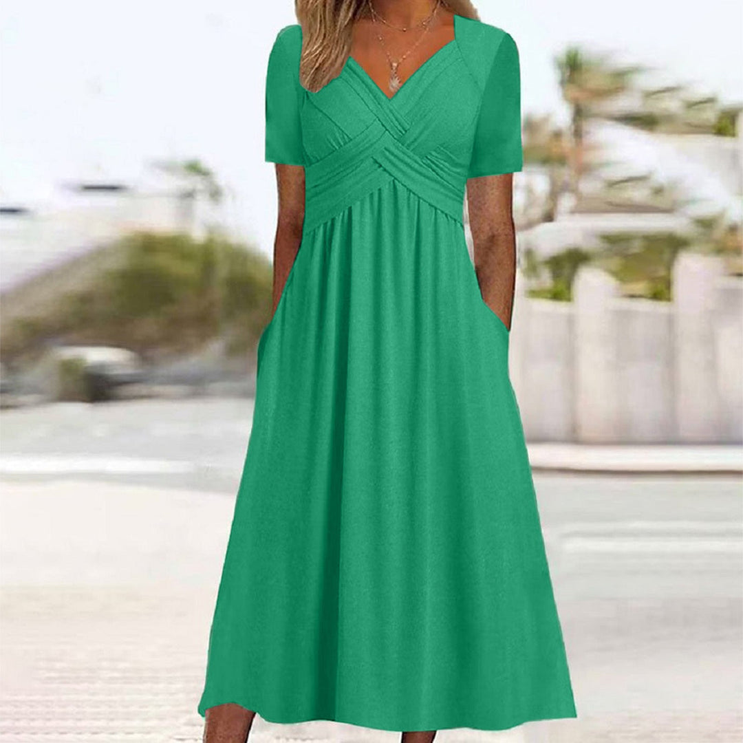 Elira - Elegantes V-Ausschnitt Kleid mit