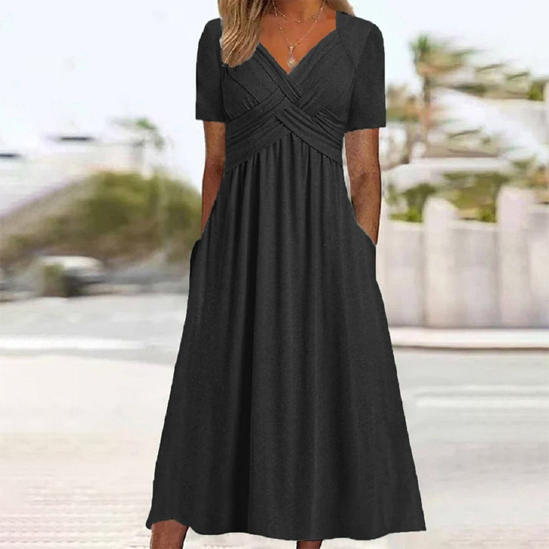 Elira - Elegantes V-Ausschnitt Kleid mit