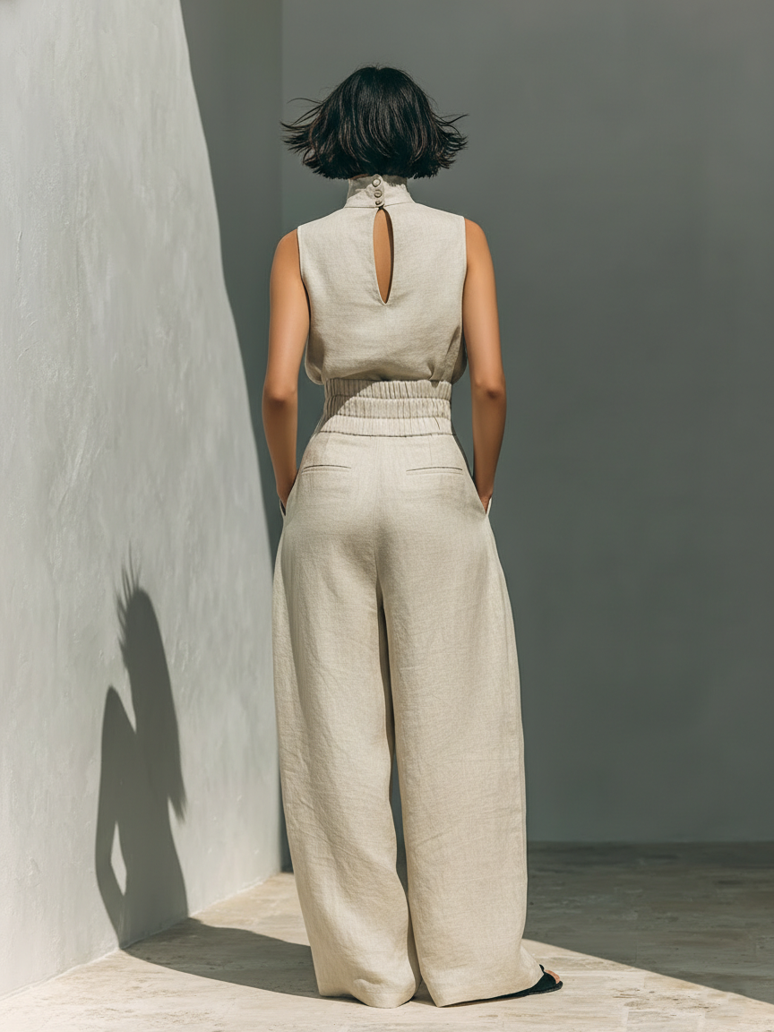 Maria - Ärmelloses Ensemble aus Leinen