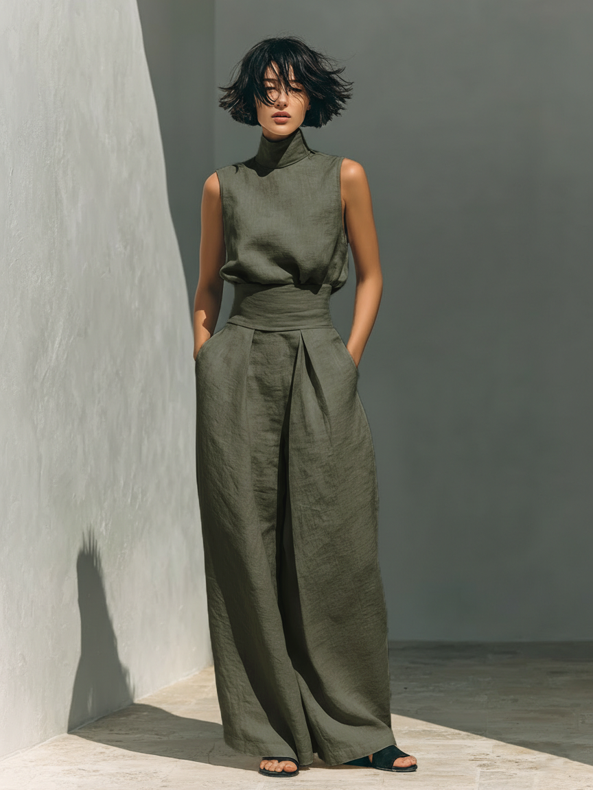 Maria - Ärmelloses Ensemble aus Leinen