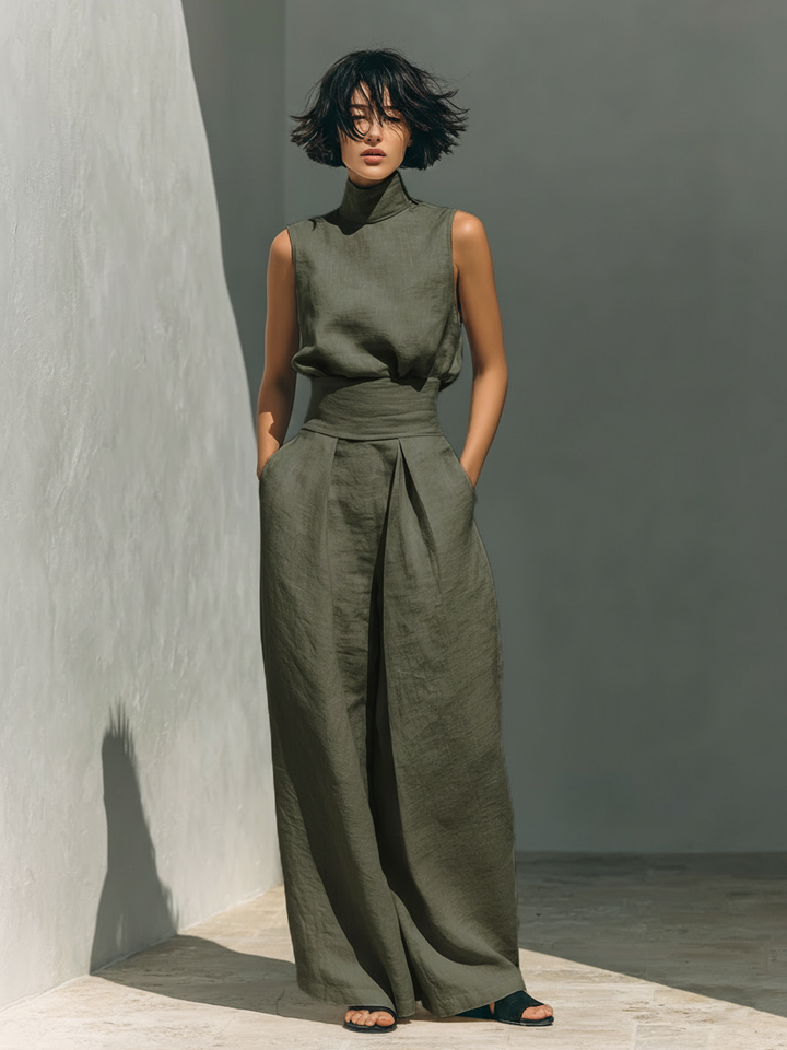Maria - Ärmelloses Ensemble aus Leinen