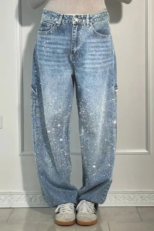 Julia - Trendy Balloon-Carpenter-Jeans mit Glitzer